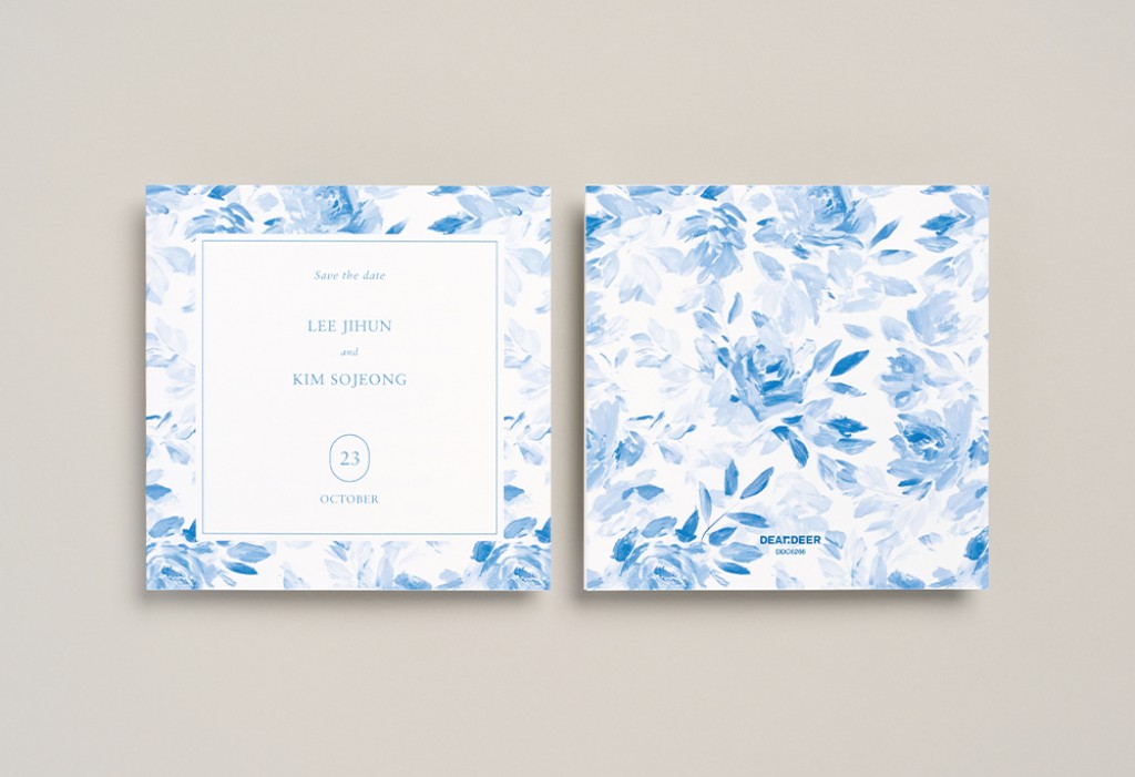 블루 보타닉 청첩장 미리보기 1