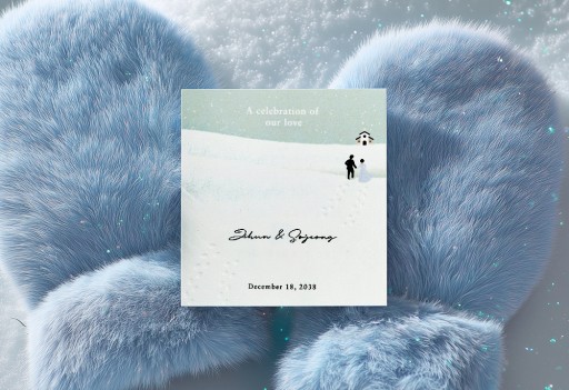 눈 위의 발걸음 세련된 신상품 청첩장